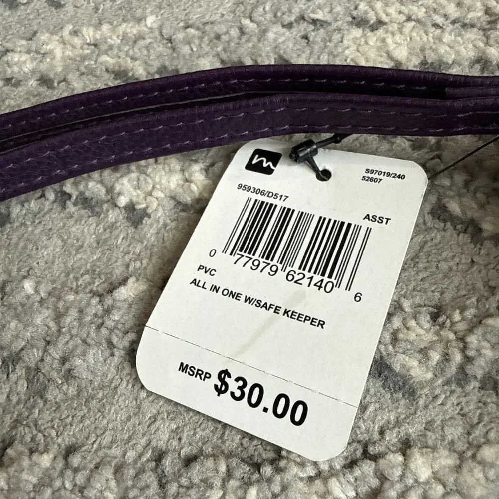 Mundi All In One Purple Clutch Safe Keeper Zipper Photos Card Slots Wrist Strap